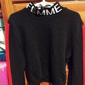 Beautiful fashion over turtleneck sweater crop top